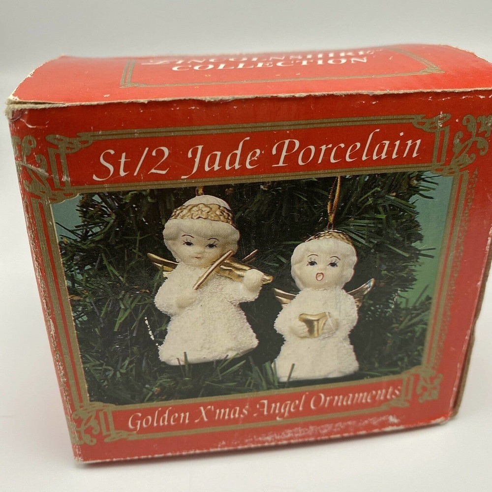 Vtg Lincolnshire Collection Jade Porcelain Christmas Angel Ornament - Picture 8 of 8